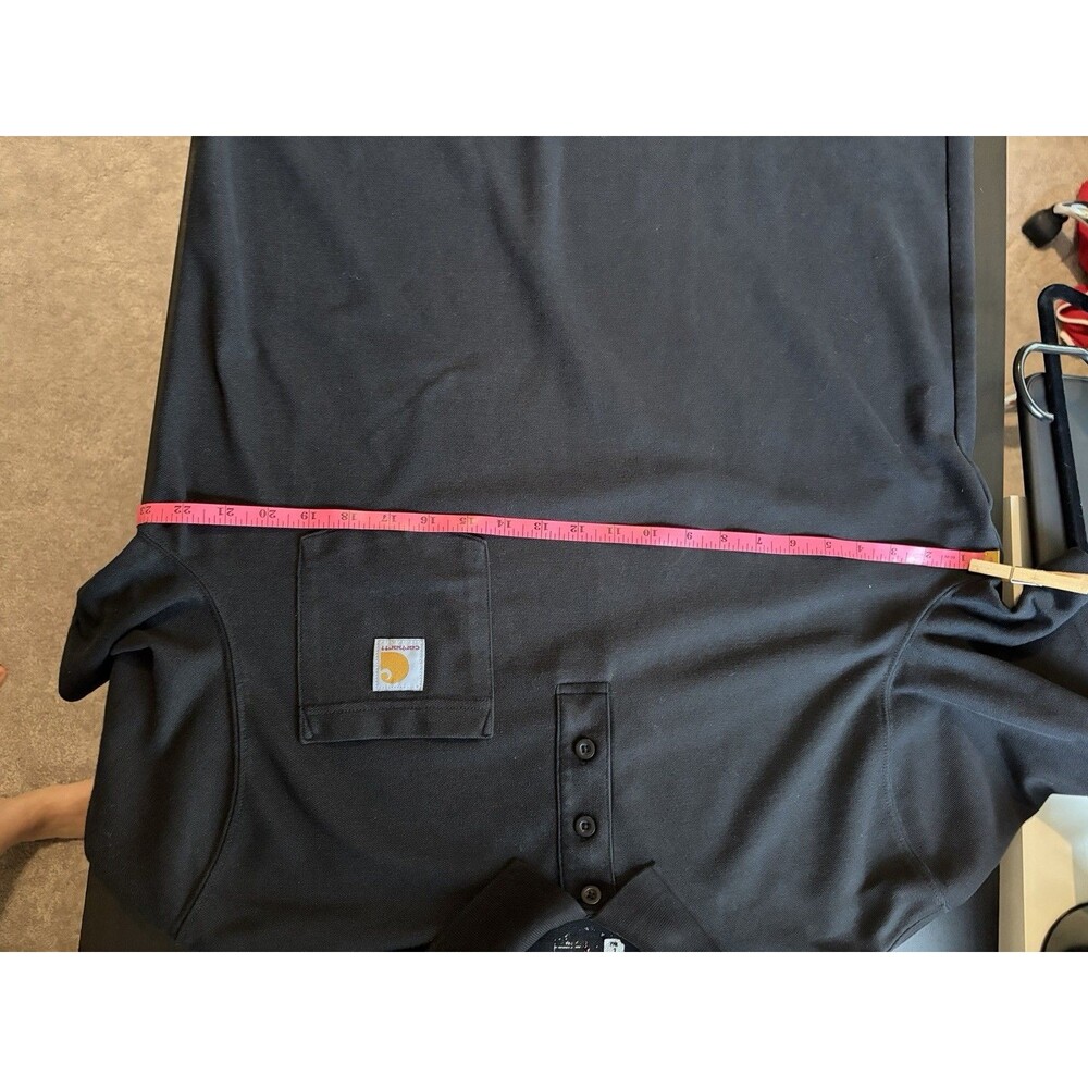Carhartt Black  Polo Mens L Black Pocket Logo Relaxed Fit Workwear Short Sleeve - Picture 5 of 9